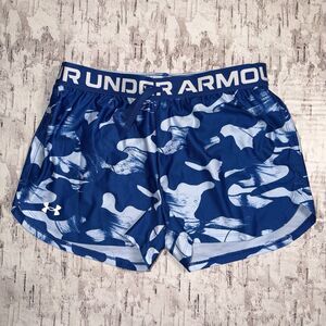 Under Armour Girls' Play Up Shorts Blue White Youth Large